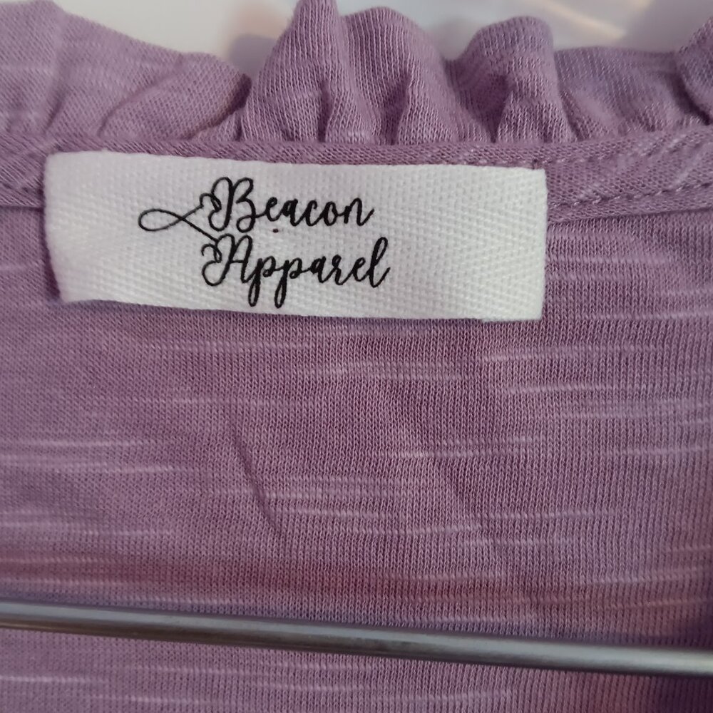 Women's Beacon Apparel Lavender Smocked Ruffle Knit Top Size M - Picture 7 of 7